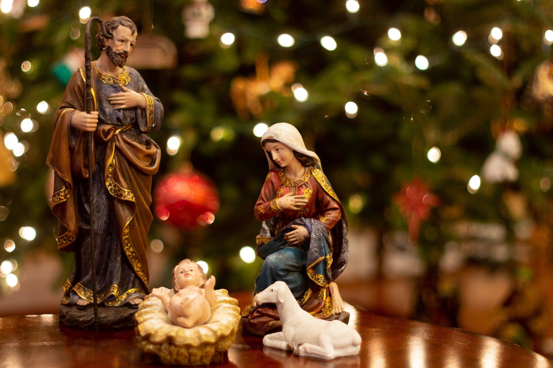 Nativity scene showing Jesus in a manger