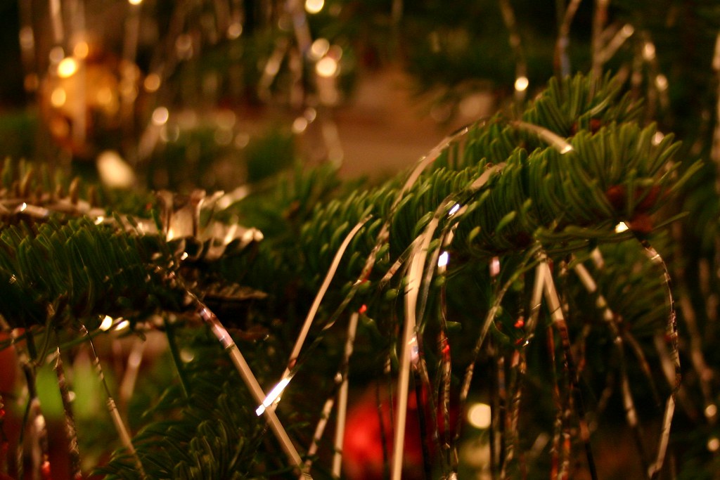lametta on a Christmas tree