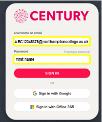 Century Tech login box