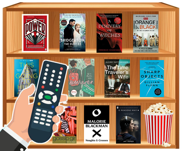Television based books on a book shelf